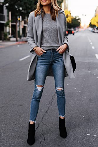 Fshaoes Women's Wool Blend Pea Coats Jackets Notched Lapel Single Breasted Overcoats Mid Length Casual Outerwear #TOP2