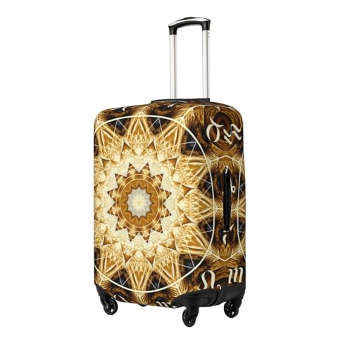 Magic circle zodiacs sign psychedelic black Elastic Travel Luggage Cover Travel Suitcase Cover for Trunk Case 19''-32'' Luggage Protective Cover2