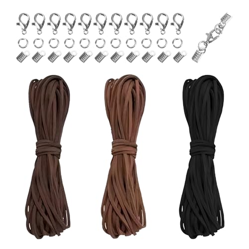 Lederband für Ketten, 3 Farben 10M x 3mm Lederschnur Lederband, Basteln...