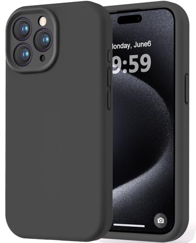 Image of LOVE 3000 Designed for iPhone 15 Pro Max Case, Premium Silicone with [Soft Anti-Scratch Microfiber Lining] Shockproof Protective Phone Case for Men Women Girls 6.7 inch, Black