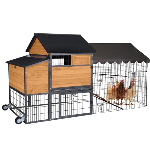 AIVITUVIN Chicken Coop Mobile for 6-8 Chicken Large Chicken