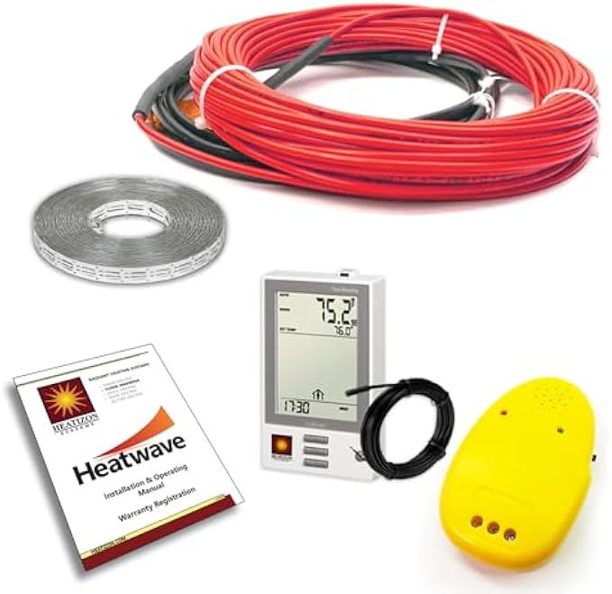 Heatwave Floor Heating Cable 240V (128-239 Square Feet) with Ground Fault Programmable Thermostat