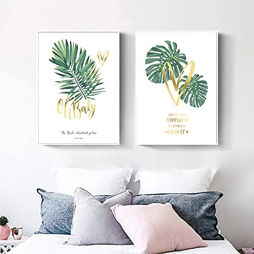 Toile paysage feuilles vertes tropicales impression haute définition 50x70cm
