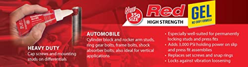 Image of Permatex 27835 High Strength Threadlocker Red Gel, 35g