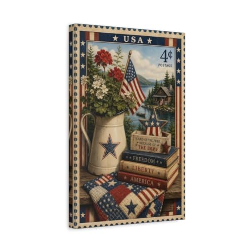 Tableau drapeau américain vintage en toile 30x45 cm vertical pour décoration de salon