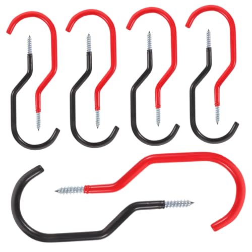 HOUDERCO 10個 頑丈壁掛けユーティリティフック 黒 赤 自転車収納対応 ラダー兼用 ガレージ整理用多目的フック