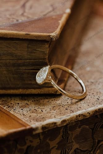 Bezel Set Pear Cut Solitaire Moissanite Engagement Ring 1.5ct Moissanite in 14K Solid Gold Ring Minimalist Statement Single Stone Jewelry Daily Wear Gift For Mother3