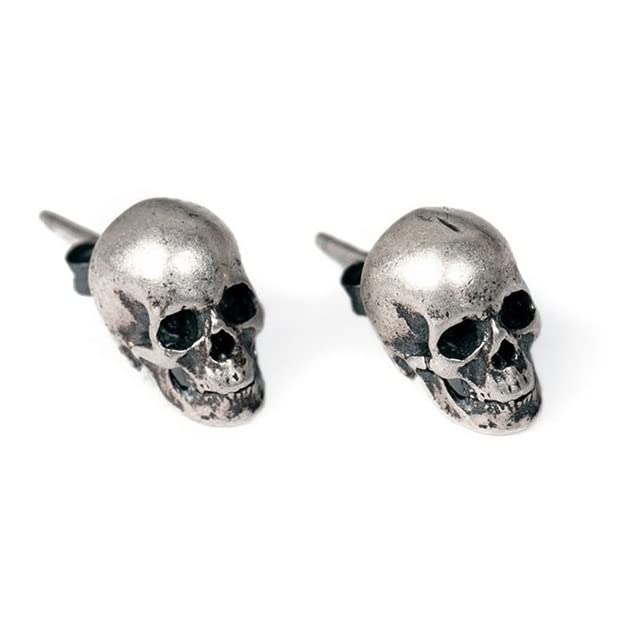 Orecchini pendenti a forma di teschio gotico in argento sterling 925 - Italia