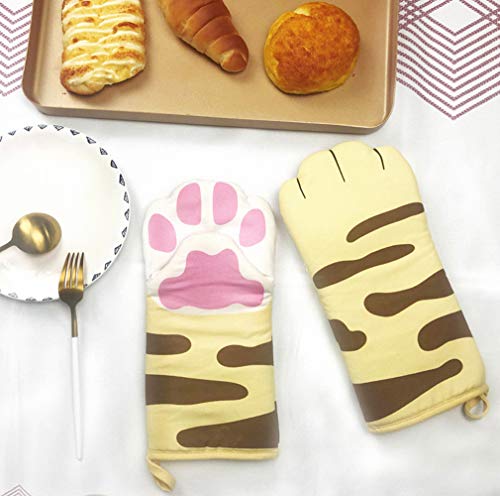 Oven Mitts Kitchen Cooking Baking Heat Resistant Cat Glove, 1 Pair Claw #TOP4
