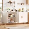 ONBRILL 60 Sideboard Buffet Cabinet, Large Credenza Storage Cabinet, Modern Console Table with Doors and Shelves, White Coffee Bar for Living Dining Room Kitchen Hallway