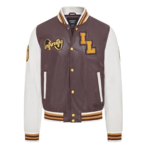 Mens Baseball Leather Letterman Bomber Jacket