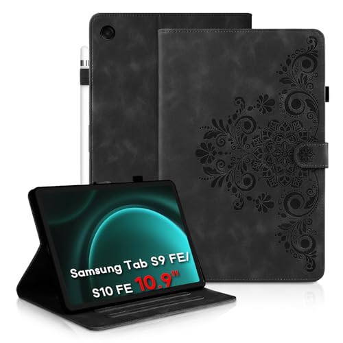 Mantala Funda para for Samsung Galaxy Tab S9 FE / S10 FE / S10 Lite 10.9 Inch, Soft Touch Faux Leather with Card Slots Tablet Case Compatible with Funda Galaxy Tab Black