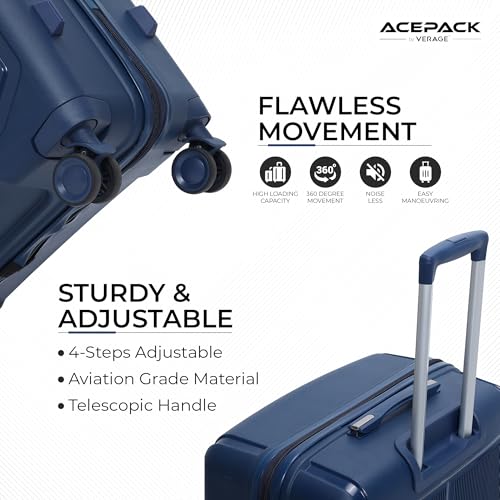 Image of ACEPACK by Verage Megatron Hard Side Polypropylene Luggage Set of 2 (Medium 74L + Large 103L) | Lightweight Unbreakable Suitcase Set with 360 Silent Spinner Wheels, Number Lock & Telescopic Handle