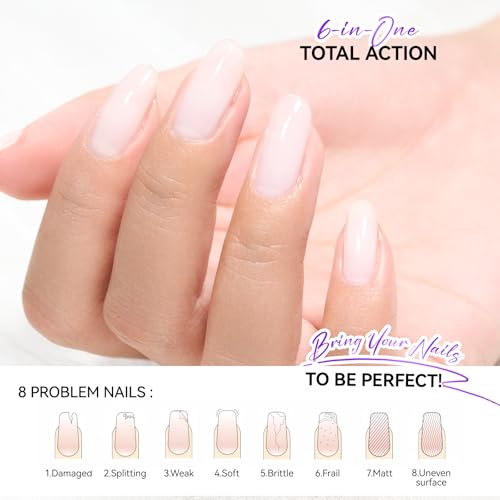 Image of Gelike EC Nail Strengthener for Man: Milky White 6 in 1 Natural Nail Hardener Extra Strong and Growth - Nail Polish Hardener for Weak and Damaged Nails