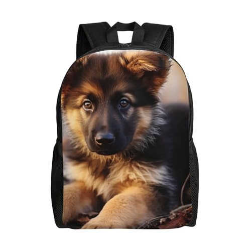 German Shepherd Puppy Travel Backpack for Men Women 15.6 inch Laptop Backpack Casual Daypack for Weekender