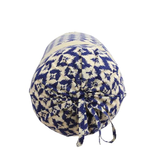 Image of Swayam Set of 2 Cotton Bolster Cover | 30x30 Inch | Soft Breathable Masnad Cover 200TC | Durable & Washable | Ethnic Motif Print Bolster Cover for Diwan, Bed & Sofa - Blue