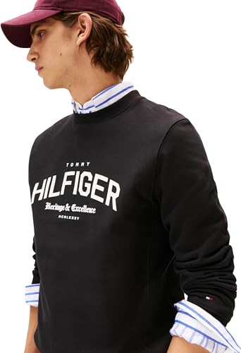 Tommy Hilfiger Herren Sweatshirt Arch Crew Neck Regular Fit, Schwarz (Black), M – Ansicht 3