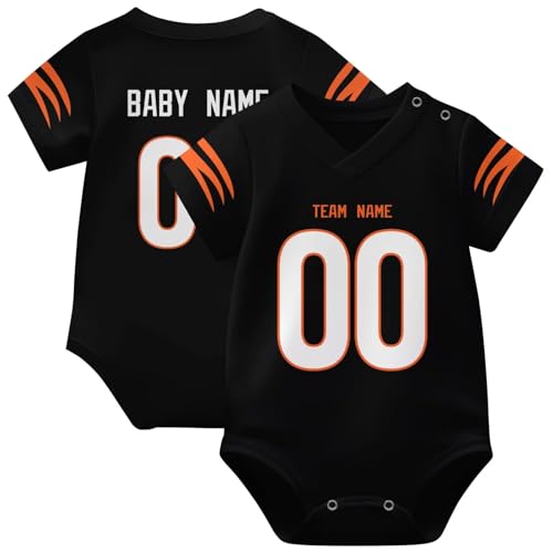 Image of KREDE Baby Clothes Unisex Bodysuit Jersey Style Custom Name Number for Baby Boys