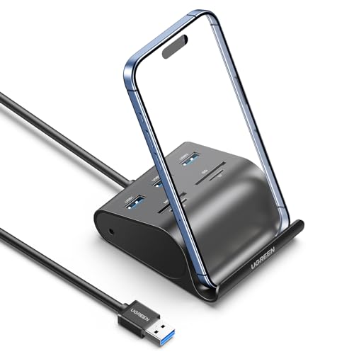 UGREEN USB Kartenleser USB 3.0 Hub mit Card Reader SD/TF/MS/M2 Kartenlesegerät unterstützt Windows...