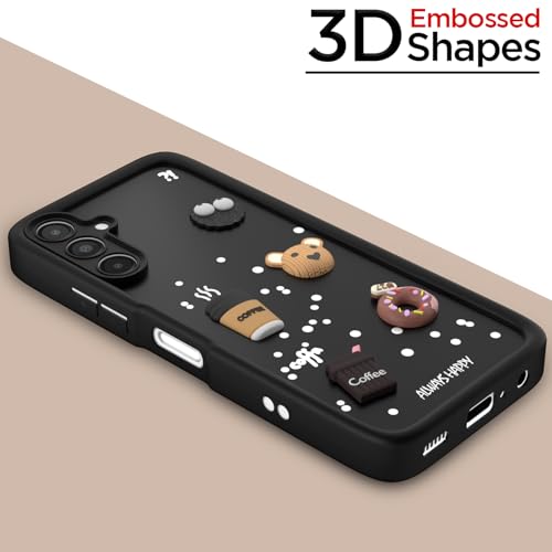 Image of Amazon Basic Back Cover for Samsung Galaxy A14 4G / A14 5G | Cute Fun Cartoon 3D Bear Silicone Full Body Protection Bumper Cover (Black)