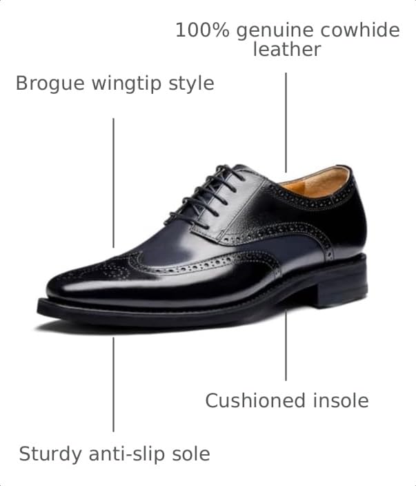 Image of Men's Dress Shoes Genuine Leather Oxfords Luxury Formal Business Suit Shoes with Blake Rapid Stitch