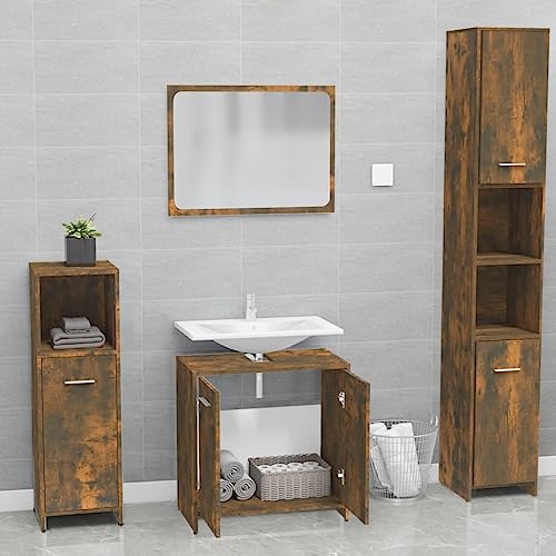 Muebles de baño de madera de ingeniería modernos en roble ahumado 4