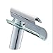Produktbild Lincjly Wasserfall Glas Wasserhahn, Einhand-Rundbassin Mischbatterie mit transparenter Glasplatte Chrom poliert (Color : Clear, Size : M)
