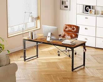 Coleshome 63 Inch Computer Desk, Modern Simple Style Desk for Home Office, Study Student Writing Desk, Vintage