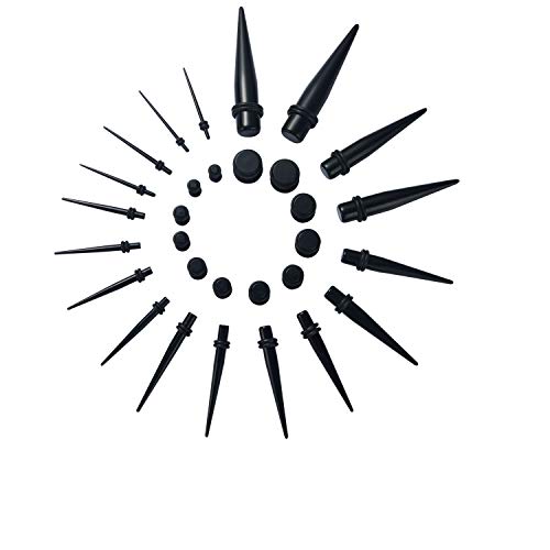 image for JDXN 52 Pieces Acrylic Gauge Kit Spiral Tapers Tunnels and Plugs 14G-0