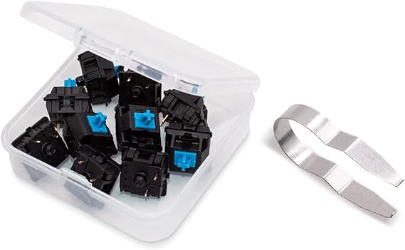 Cherry MX Blue MX1A-E1NN Clicky Switches, 10 Pcs Mechanical Keyboard Keys, 3-Pin Plate Mount, Audible Tactile Feedback