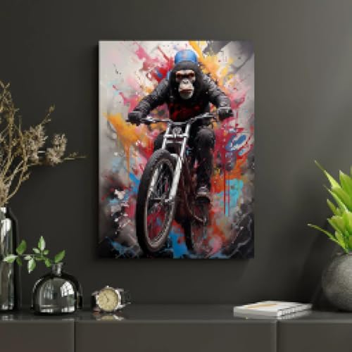 Peinture singe graffiti poster animaux street art moderne 30x40