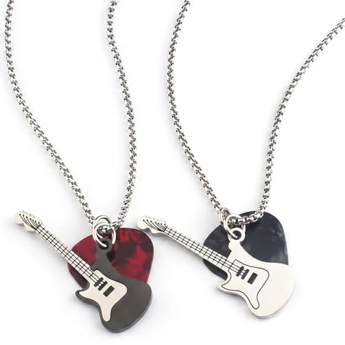 Guitar Pick Necklace with Punk Dangle Pendant