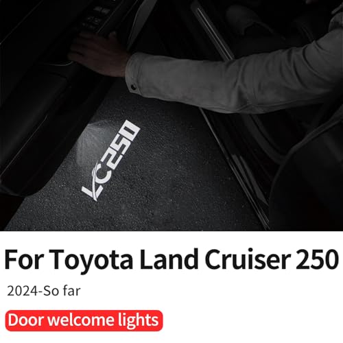 4 Pack Car Door Light Logo Projection Lamp for Toyot@ Land Cruiser 1985 250 Lc250 First Edition No Fade HD LED Car Welcome Projection Lamp, Ambient Foot Light (4 Pieces)