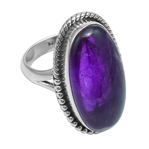Silver Palace Bague en argent sterling 925 avec améthyste naturelle ovale pour femmes et filles, Métal Métal Pierre précieuse, Améthyste