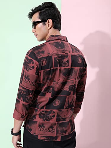 Image of Ketch Men Cotton Slim Fit Printed Full Sleeve Shirt