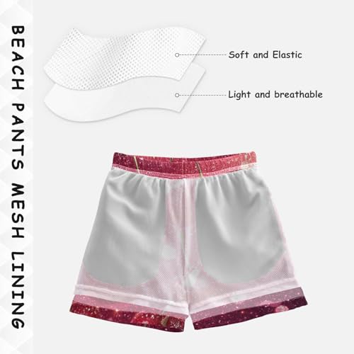 Pigsaly Boys Swim Trunks Sweet Candy Gradient Pink Red Cherry Fruit Boys Board Shorts Swimsuit Swimwear Bathing Suit 2T4