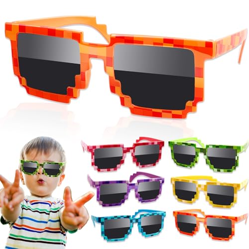 Randota Pixel Sunglasses Party Favors 12 Pairs of Colorful Glasses for Kids and Adults Perfect Party Supplies for Birthday Parties and Game-Themed Events