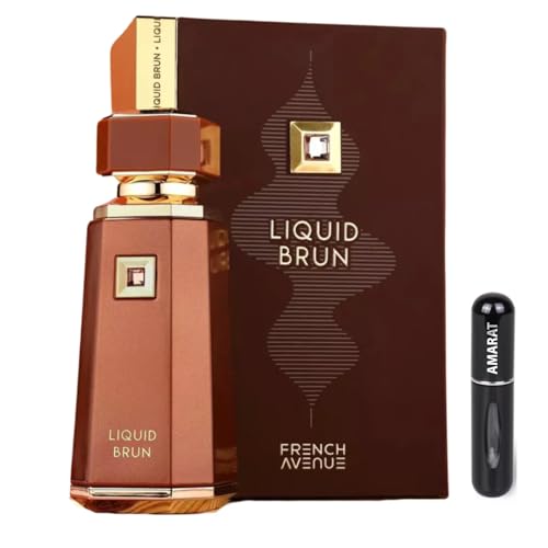 Perfume Liquid Brun 100ML, Perfume Árabe de Larga Duración, Eau De Parfum Importado desde Dubái, Incluye Atomizador Recargable 5ML, Fragancia con Notas de Canela, Vainilla y Praliné (Liquid Brun)