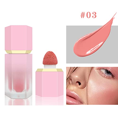 Liquid Blush Makeup, Soft Cream Blush Stick For Cheeks, Long-Wearing Silky Formula, Lightweight, Natural-Looking, Dewy Finish Face Blush, 2 Packs (02 & 03) #TOP2