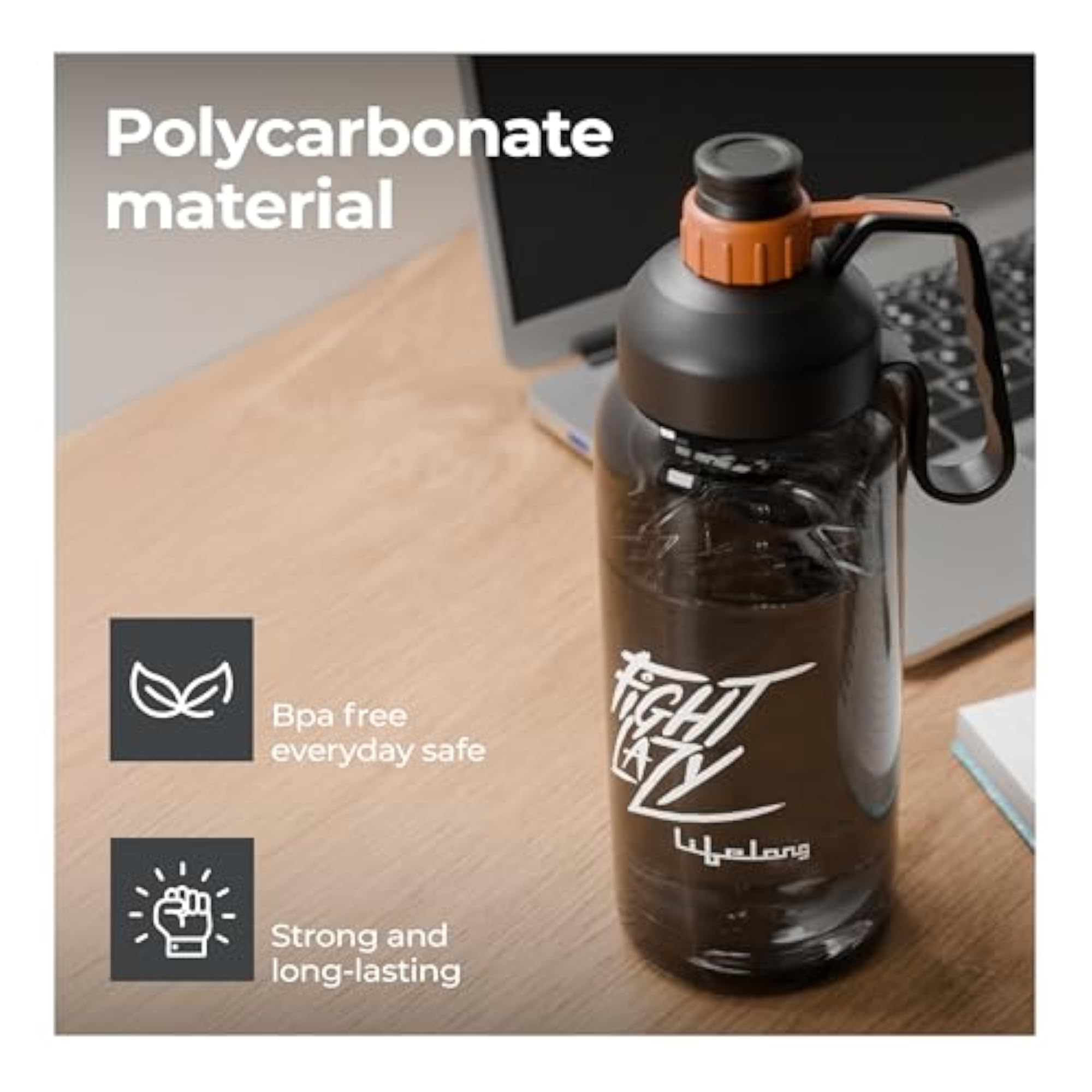 Plastic Gym Gallon Bottle, 1.8 Litre BPA-Free