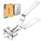 Nail Clippers for Seniors, 360 Degree Rotary Fingernail and Toenail Clippers with Long Handle Ultra Sharp Sturdy Stainless Steel Heavy Duty Large Toe Nail Clippers for Thick Nails