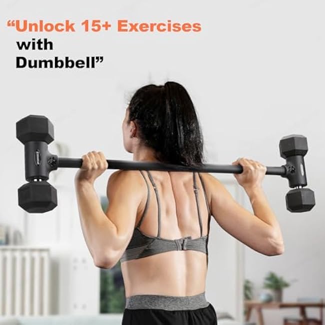 Dumbbell to Barbell Converter, Transform Dumbbells to Barbell Bar, Dumbbell Barbell Converter for Home Gym, Adjustable to 200 lb Capacity