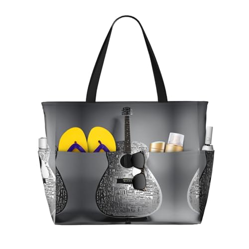Sac fourre-tout guitare femme noir grand format pour ranger toutes vos affaires