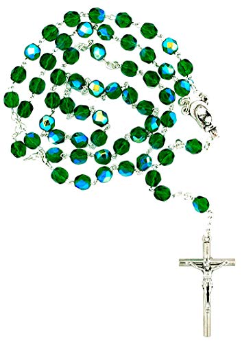 Chapelet catholique robuste en cristal vert pour ne plus casser votre rosaire