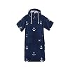 ATLANTIC SHORE | Surf Poncho | Badeponcho mit Kapuze aus 100% Baumwolle | Unisex | Anchor für Erwachsene in Navy Blue | Middle (140-174 cm)