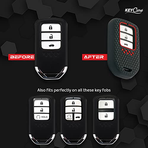 Image of Keycare Silicone Key Cover & Keychain Compatible for Honda City, Civic, Amaze, Elevate, WR-V, Accord, BR-V, CR-V, Mobilio, Jazz, Brio Smart Key (Brown +MAH Key Holder)