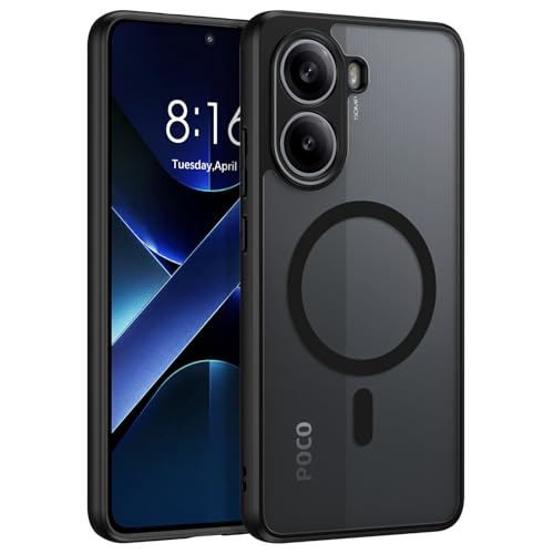 BENTOBEN Funda Magnética para Xiaomi Poco X7 Pro/Turbo 4 [Compatible con Mag-safe]Carga Inalámbrica Carcasa Poco X7 Pro Funda Case Enchapado Translúcido Mate Protección Anti-Arañazos Anti-Golpes-Negro