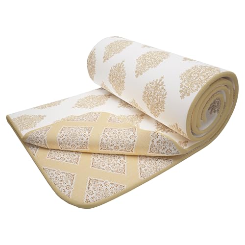 Image of Story@Home Dohar Double Bed Cotton 100% | 150GSM 225 x 240 CM Quilt AC Blanket for Summer | AC Comforter Double Bed | White & Cream, Damask Reversible Design Duvet | All-Season Blanket