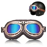 ZHITENG Motorradbrille Retro, Motorrad Schutzbrille Vintage Sonnenbrille