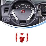 HIRUFAIT Center Console Logo Sticker for Honda Pilot 2003 2004 2005 2006 2007 2008 Accessories, Soft Carbon Fiber Automotive Interior Decorative Cover Decals Trim 4PCS (Red)